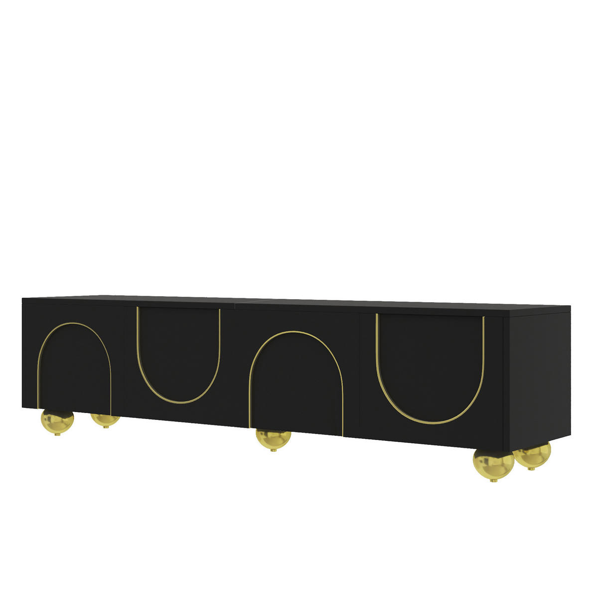 TV-ELEMENT mit 4 Türen 170 x 38 x 44 cm Schwarz - Schwarz, Holzwerkstoff (38/44/170cm) - Beauniv