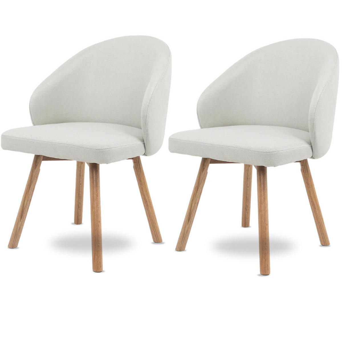 ESSZIMMERSTÜHLE 2er-Set ERIK Stoffbezug Beige Eichenholz - Beige, Eichenholz/Holz (47/85/47cm) - DELUKE