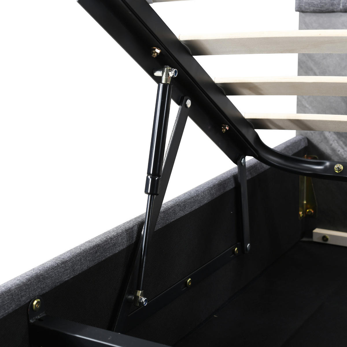 STAURAUMBETT 160/200 cm DE-00677, in Grau, LED-App und verstellbarem Kopfteil - Grau, Metall (160/200cm) - ComfortXL