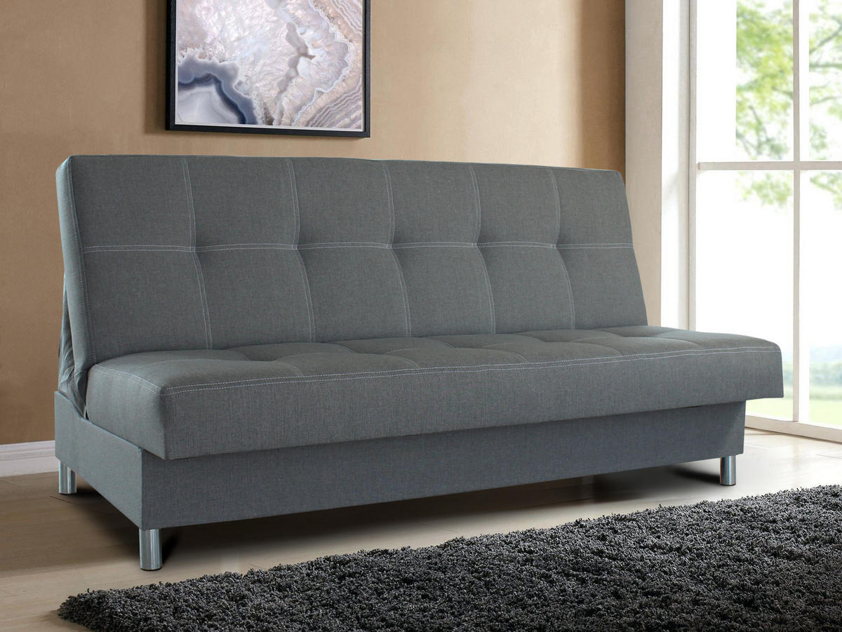 SCHLAFSOFA Bella - Silberfarben/Grau, Holz/Kunststoff (187/94/90cm)