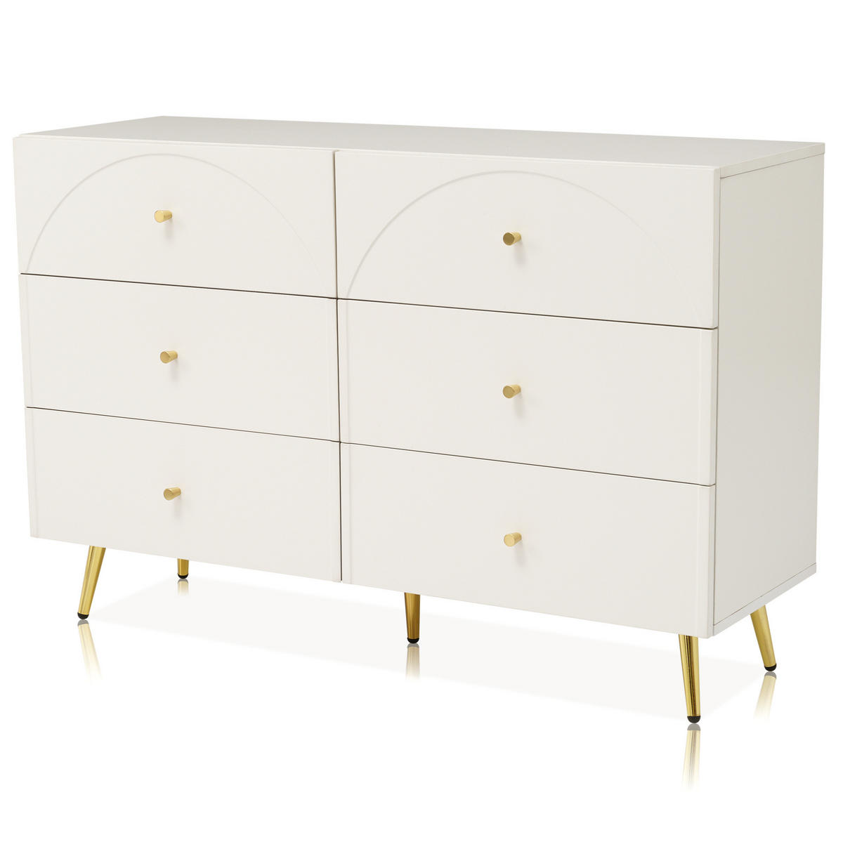 SCHUBLADENKOMMODE 120/40/85 cm mit 6 Schubladen in Creme-Weiß - Creme, Holz (120/40/85cm) - BEAOK
