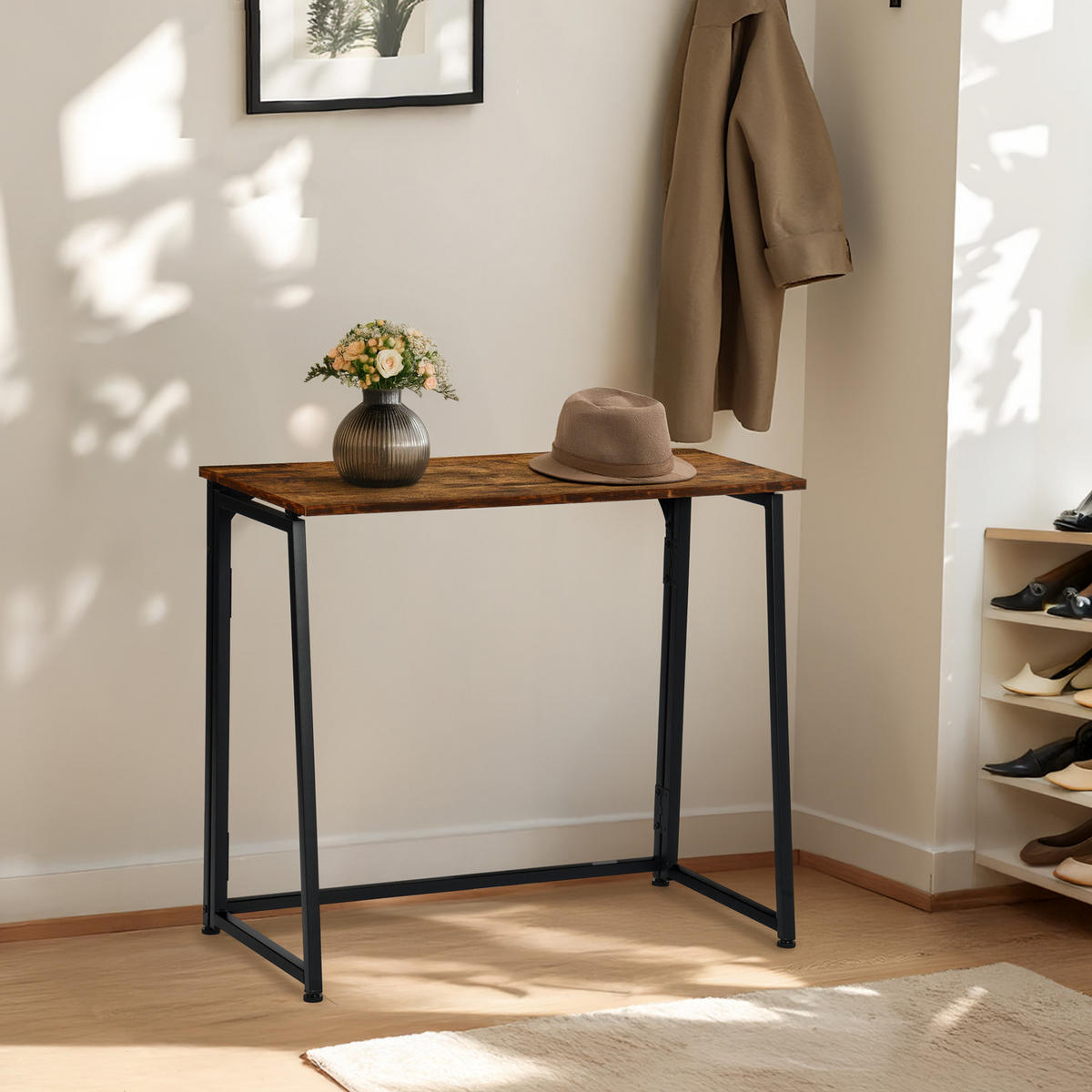 SCHREIBTISCH in Stahl - Braun, Metall (80/40/70.5cm) - Meubles Cosy