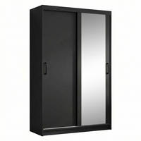 SCHWEBETÜRENSCHRANK Hela 100/205/60 2-türig schwarz mit Spiegel - Schwarz, Holzwerkstoff (100/205/60cm) - Beautysofa