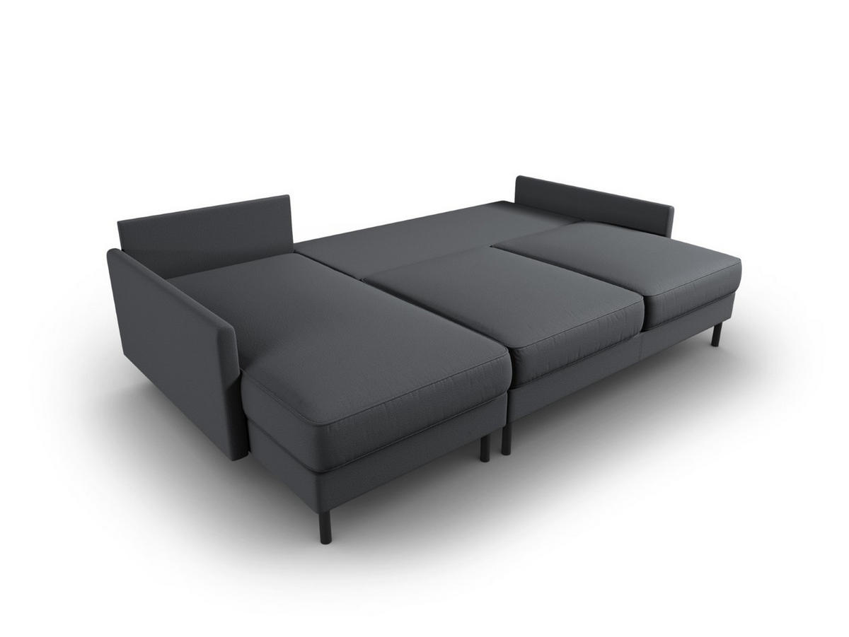 AUSKLAPPBARES-ECKSOFA links mit Container Scott aus strukturiertem Stoff dunkelgrau 5 Sitzplätze - Dunkelgrau, Textil (142/212cm) - Micadoni