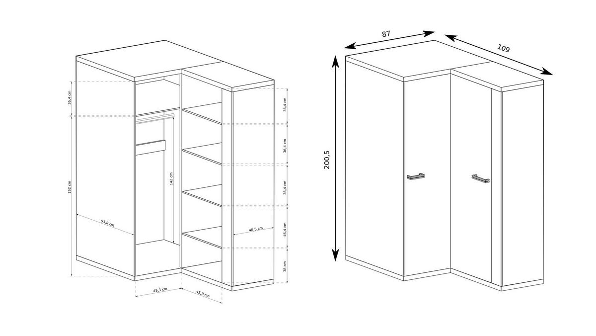 DREHTÜRENSCHRANK YASUO 109/200,5/53,5 cm 2-türig Eichefarben - Eichefarben, Holzwerkstoff (109/200.5/53.5cm) - MASSENO