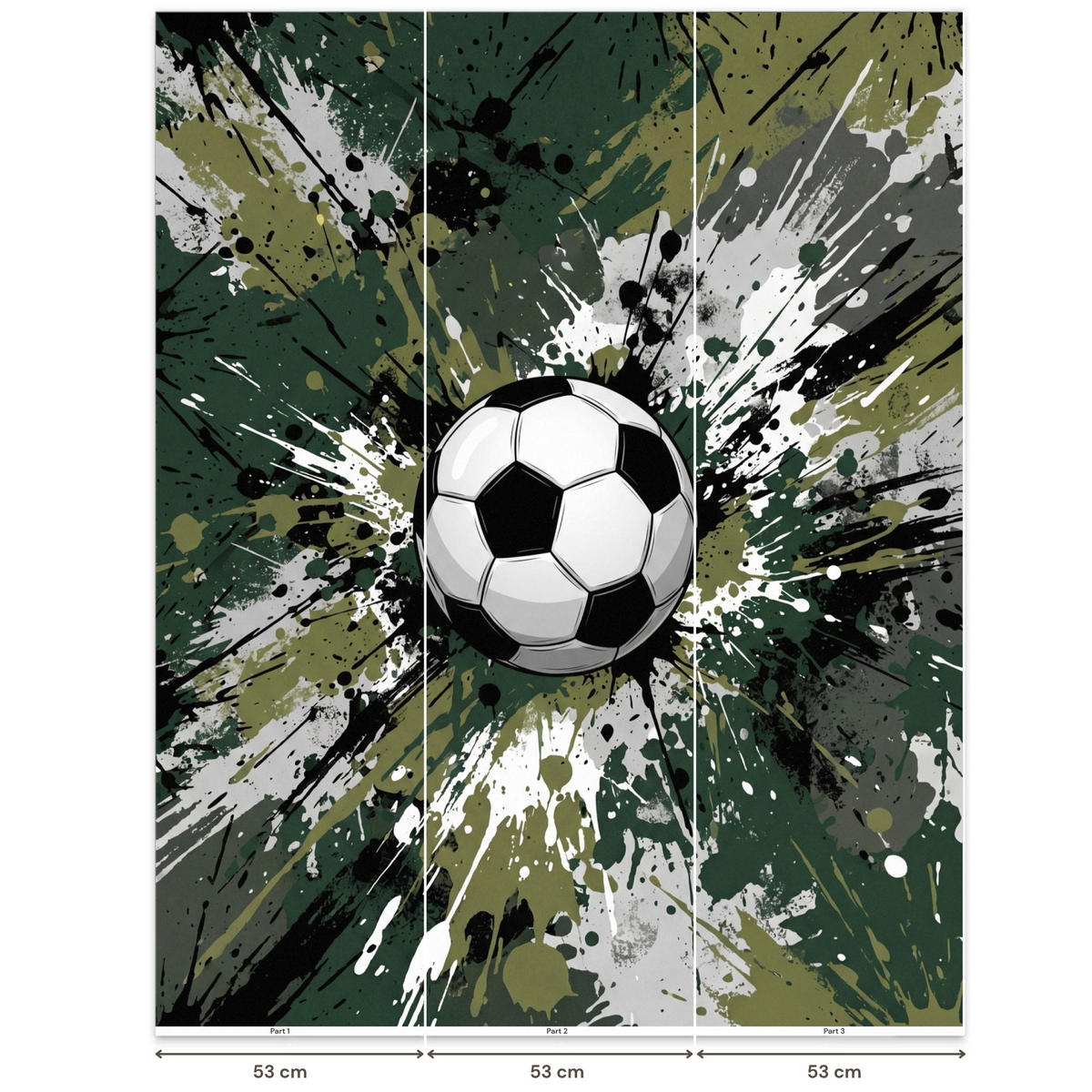 KINDERTAPETE - Fußball - Farbe - Spritzer - Grün - 160x200 cm - Dunkelgrün, Papier (160/200cm) - OnlyWow