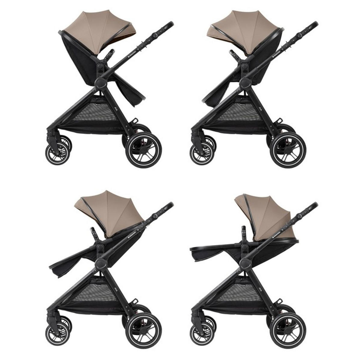 KOMBIKINDERWAGEN Ava 3 in 1 beige Babywanne, Babyschale, Gummiräder, Tasche - Beige, Metall (84/59/102cm) - Kikka boo