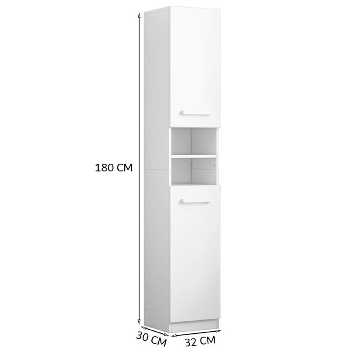 HOCHSCHRANK, weiß 30/32/180 cm - Weiß, Holzwerkstoff (30/180/32cm)