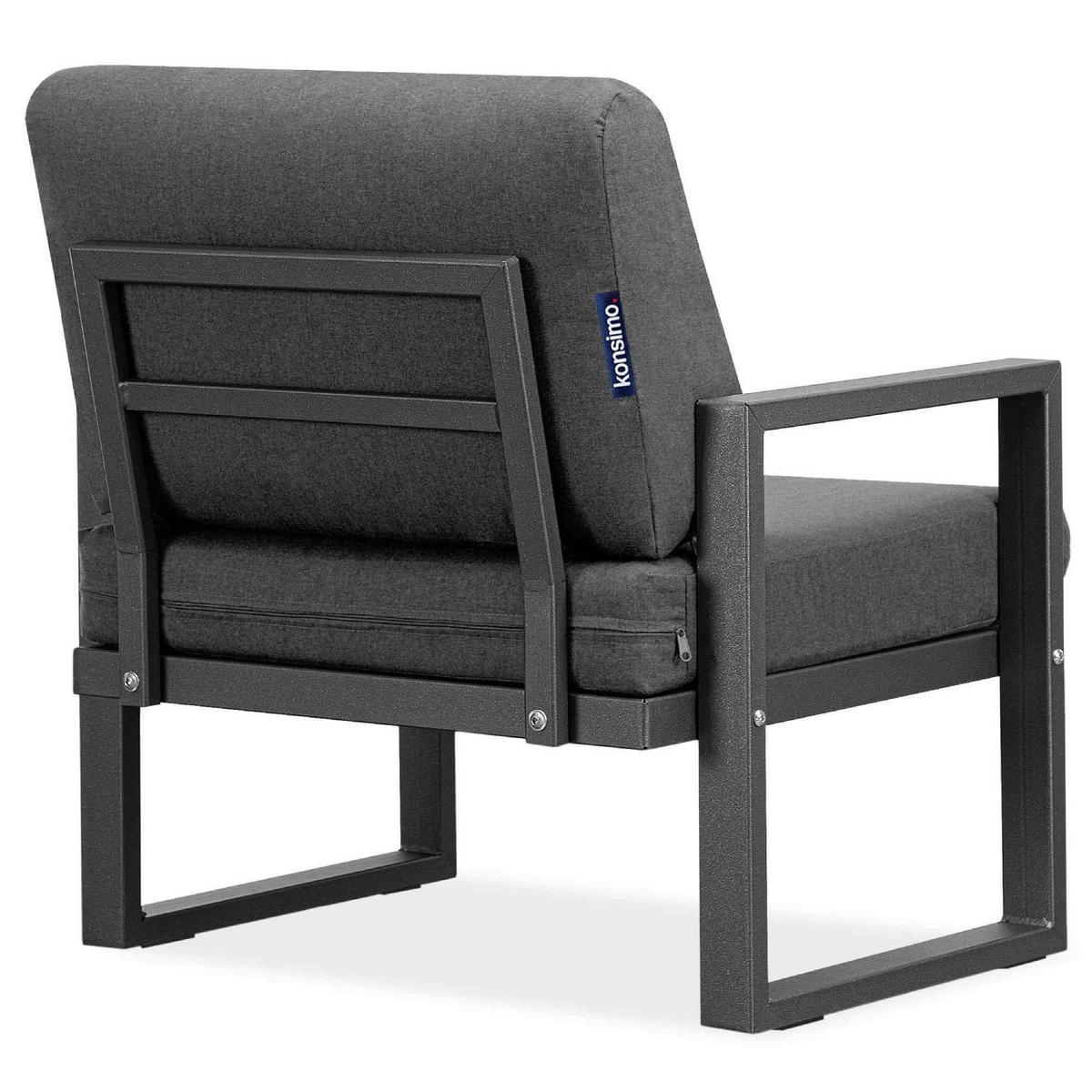 GARTENSESSEL FRENA ,Anthrazit|Grau - Anthrazit/Grau, Textil/Metall (70/65/60cm) - KONSIMO®