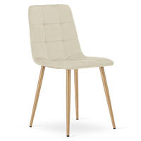 ESSZIMMERSTUHL PYRA hellbeige Sitzfläche, Beine in Holzfarbe - Hellbraun/Eichefarben, Textil (45/87/50.5cm) - Valora