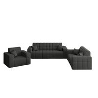 SITZGARNITUR NIMES 3-2-1 Stoff Portland Schwarz - Schwarz, Holz/Textil (92/82/245cm) - Kaiser Möbel