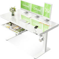 SCHREIBTISCH elektrisch höhenverstellbar 140 x 60 cm mit Schublade und USB-Anschlüssen Weiß - Weiß, Glas (140/60/72cm)