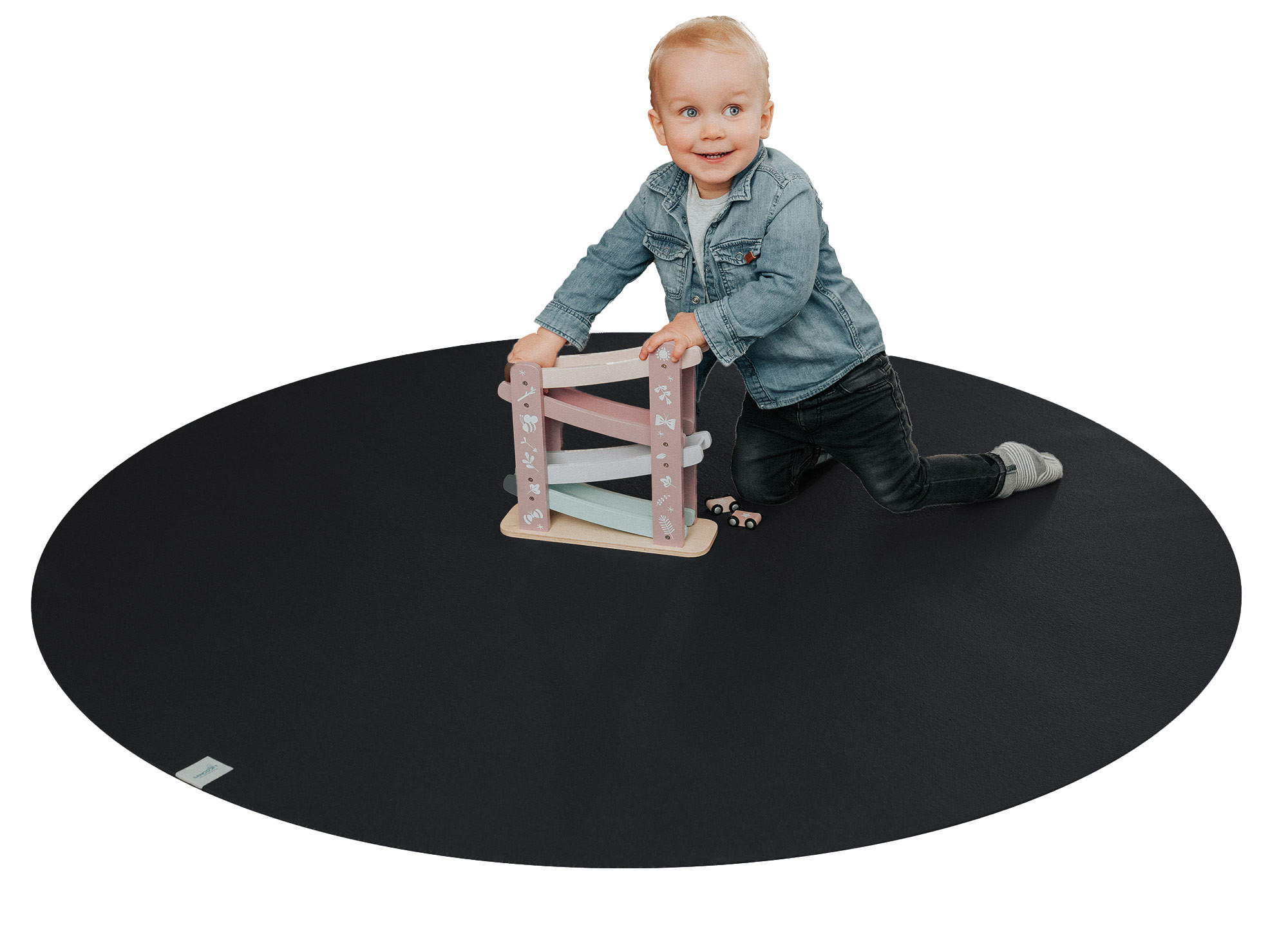 KRABBELMATTE Rund 120cm Schwarz - Schwarz, Textil (120/120cm) - Sanosoft