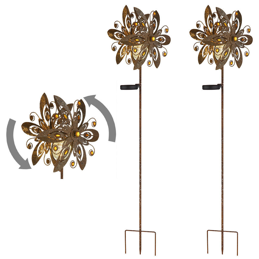 2X LED AUSSENLEUCHTE Metall Rostbraun - Braun, Glas (32/17.5/124cm) - Globo Lighting