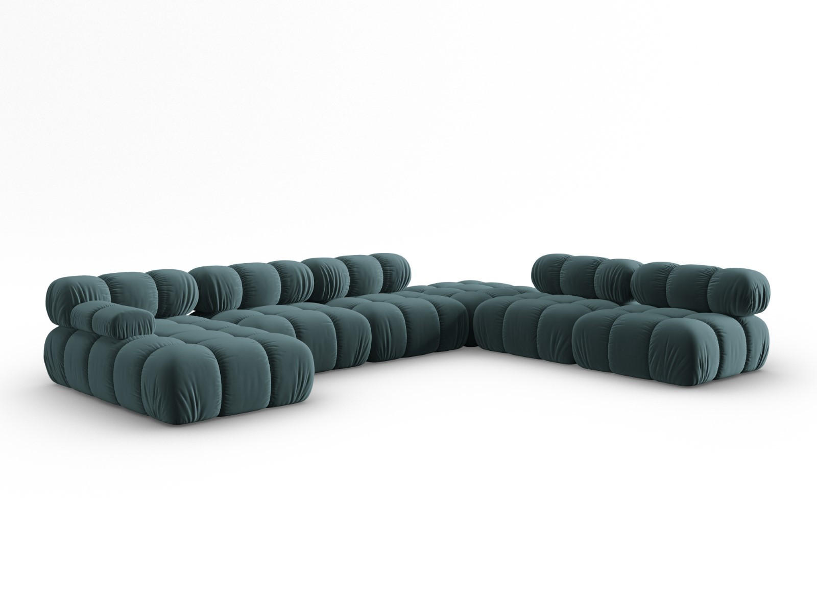 MODULARES-PANORAMASOFA rechts Bellis aus Samt petrol 7 Sitzplätze - Petrol, Textil (282/63/379cm) - Micadoni