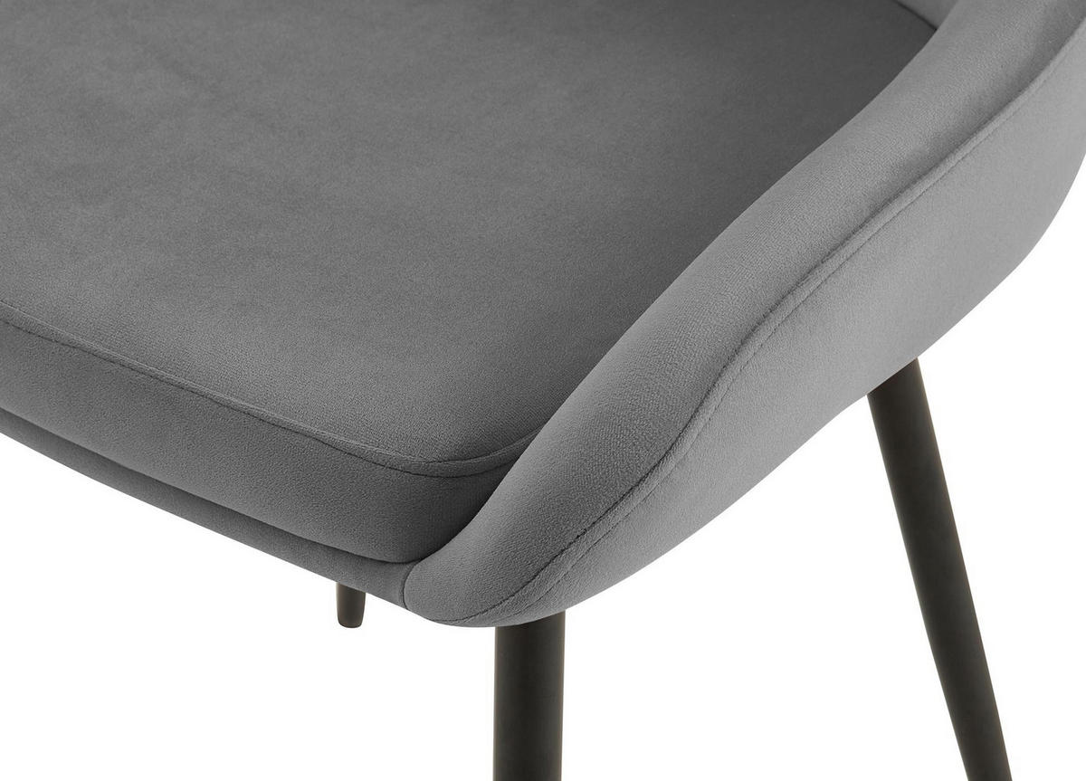 STUHL Samt Dunkelgrau - Dunkelgrau/Schwarz, Textil (50/86/53cm) - CLP
