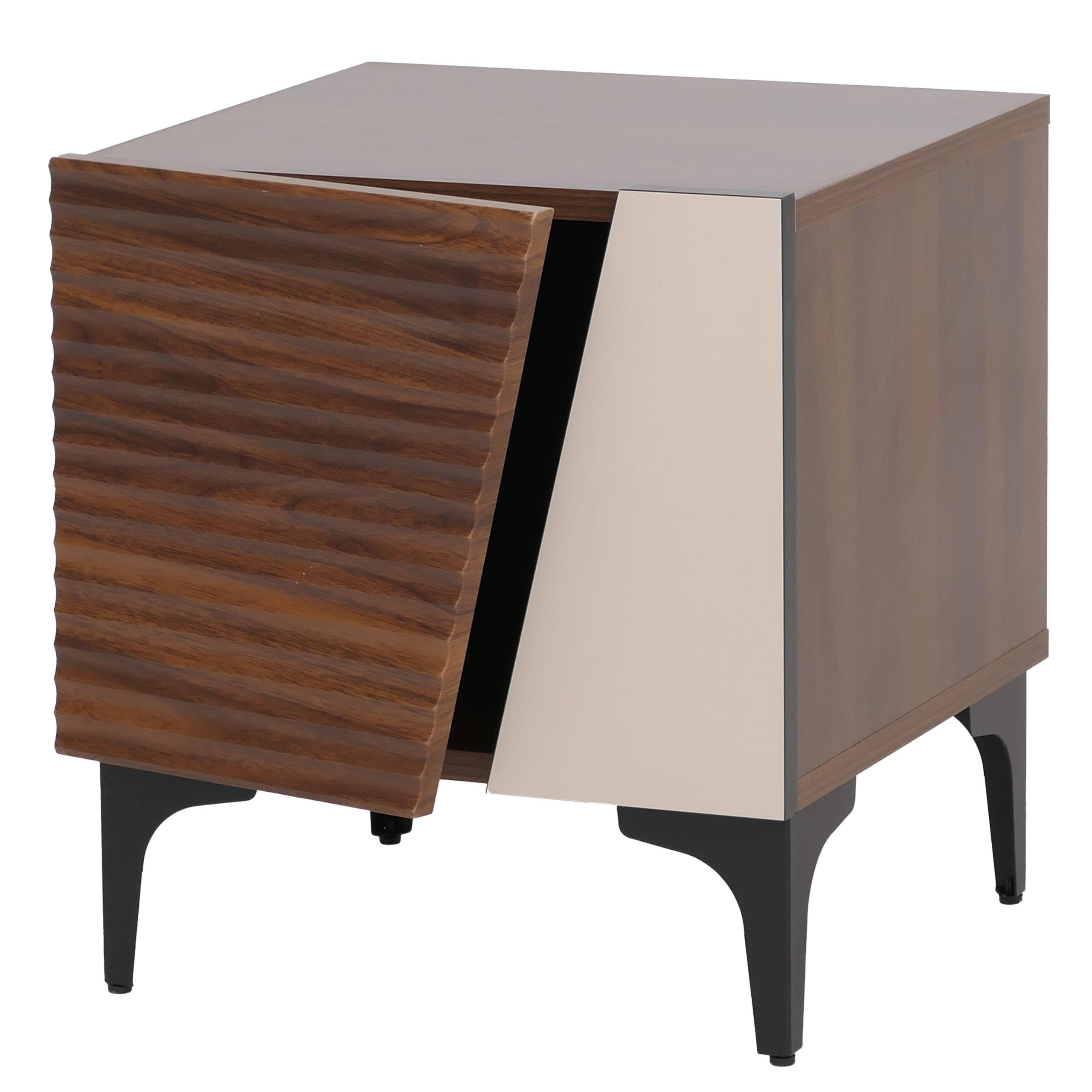 NACHTTISCH quadrat Walnuss Dekor - Walnussfarben, Holz (45/50/42cm) - MCW
