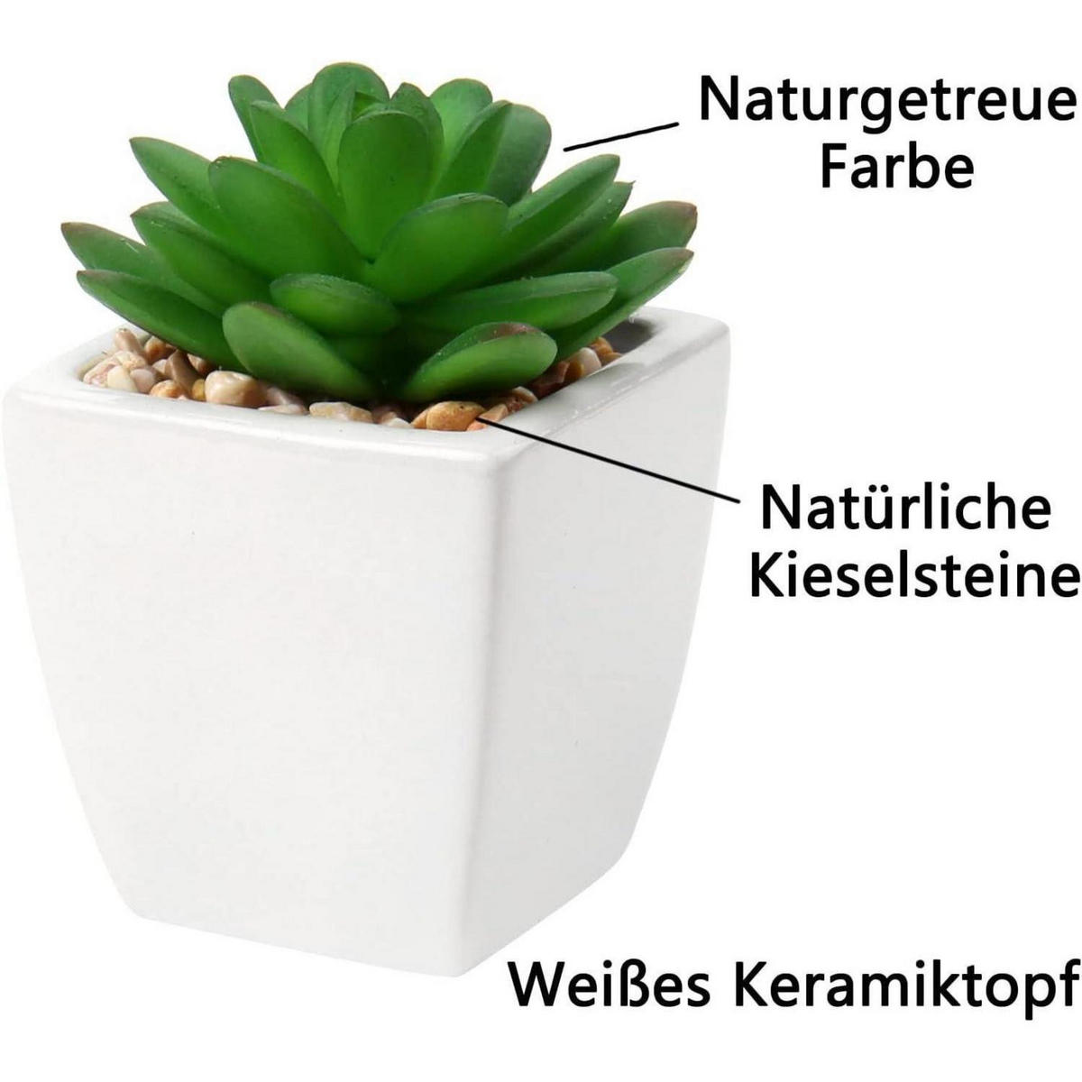 KUNSTPFLANZE 3er Set Sukkulente im Keramiktopf 10-13 cm - Multicolor, Keramik (13cm)