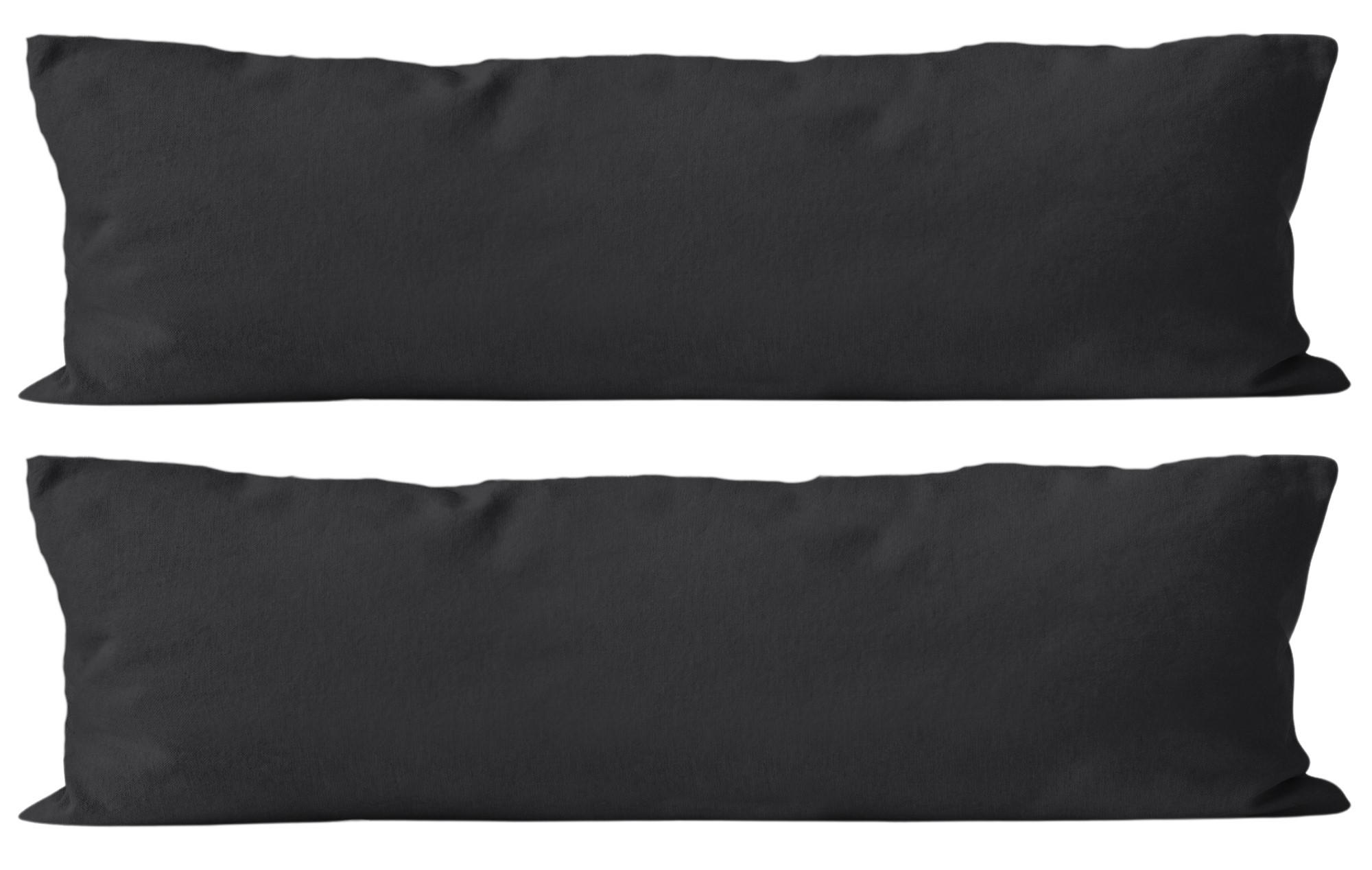 SEITENSCHLÄFERKISSEN-BEZUG 40x145 cm aus 100% Baumwolle, KISSENBEZUG Schwarz Uni - Schwarz, Textil (145/40cm) - Carpe Sonno