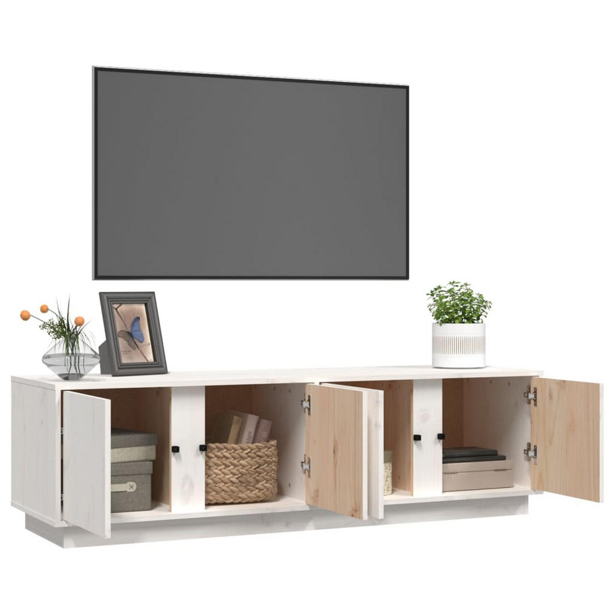 TV-SCHRANK Weiss 140/40/40 Cm Massivholz Kiefer - Weiß, Holz (40/40/140cm) - vidaXL