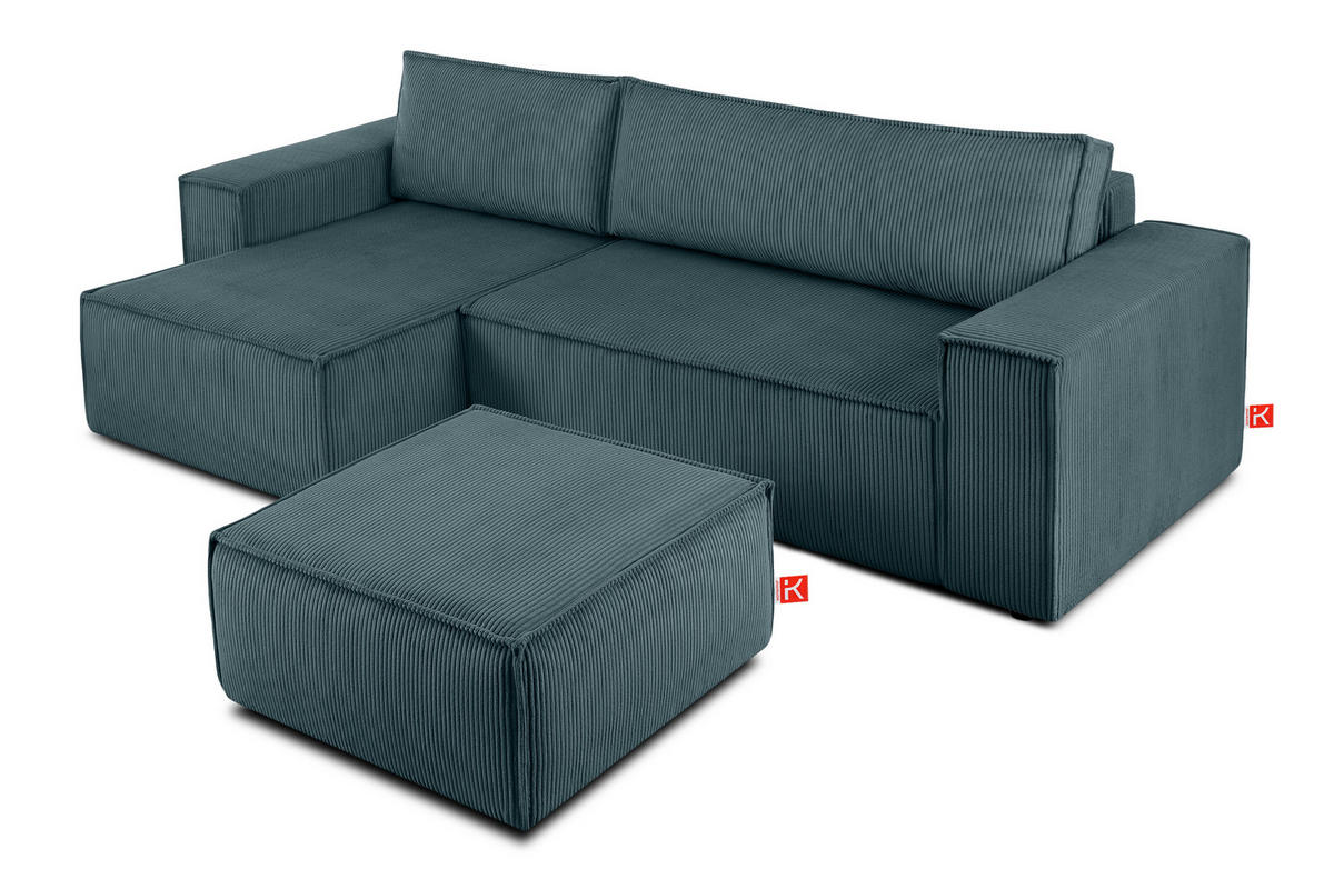 SITZPOUF NAPI gefederte Sitzfläche, blau - Blau/Schwarz, Textil (83/45/83cm) - KONSIMO®