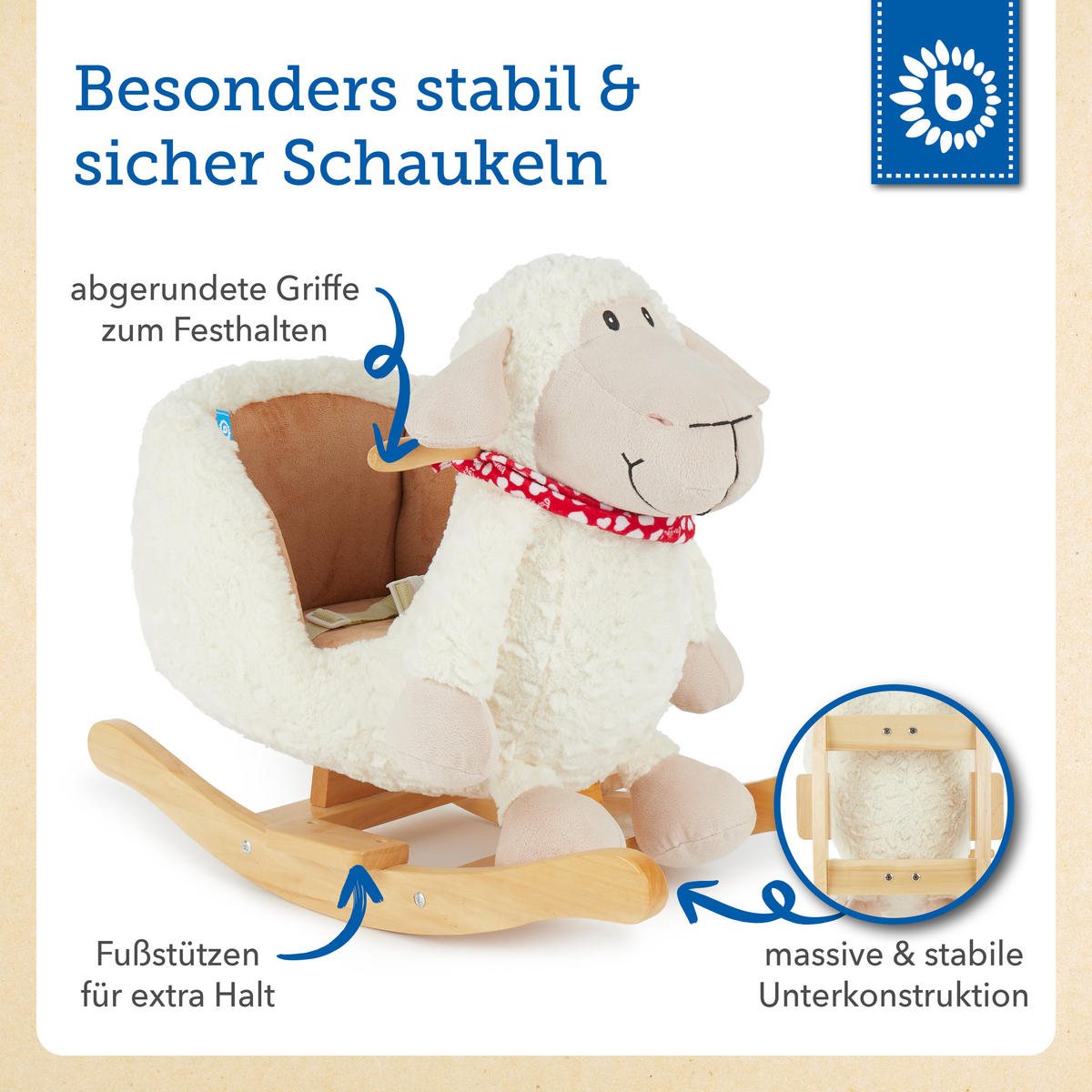 SCHAUKELTIER Plüsch Schaf Schaukelpferd - Weiß, Textil (61/48/33cm) - Bieco Spielwaren