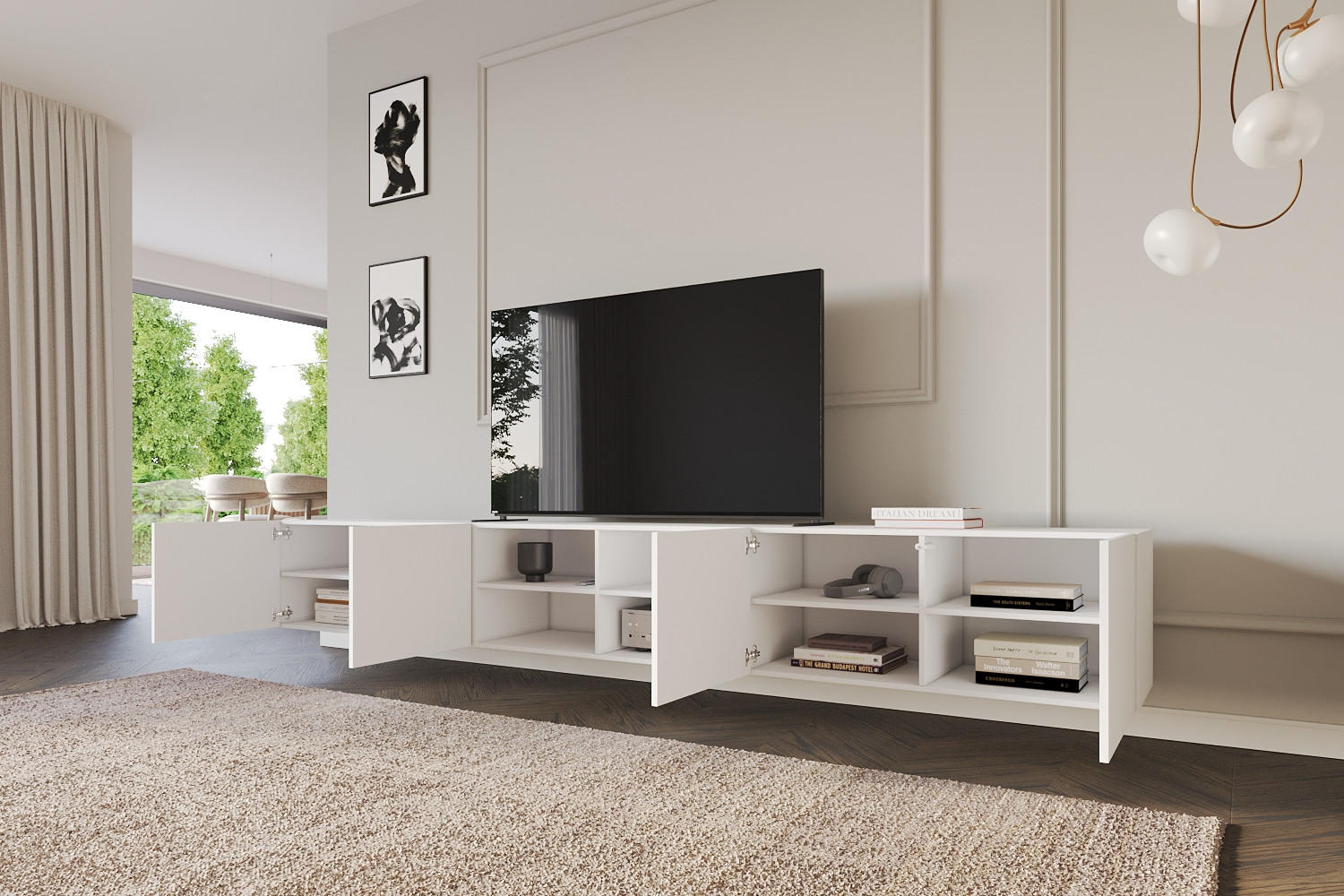 LOWBOARD ELIO-W 3x100x40x41 cm - Weiß - Weiß, Holzwerkstoff (300/40/41cm) - ALTDECOR