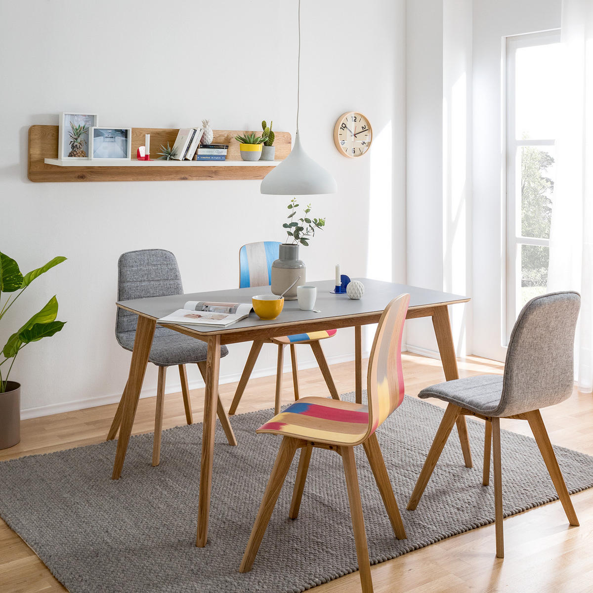 ESSTISCH - Esche teilmassiv, grau - Grau, Holzwerkstoff (80/140/75cm) - home24