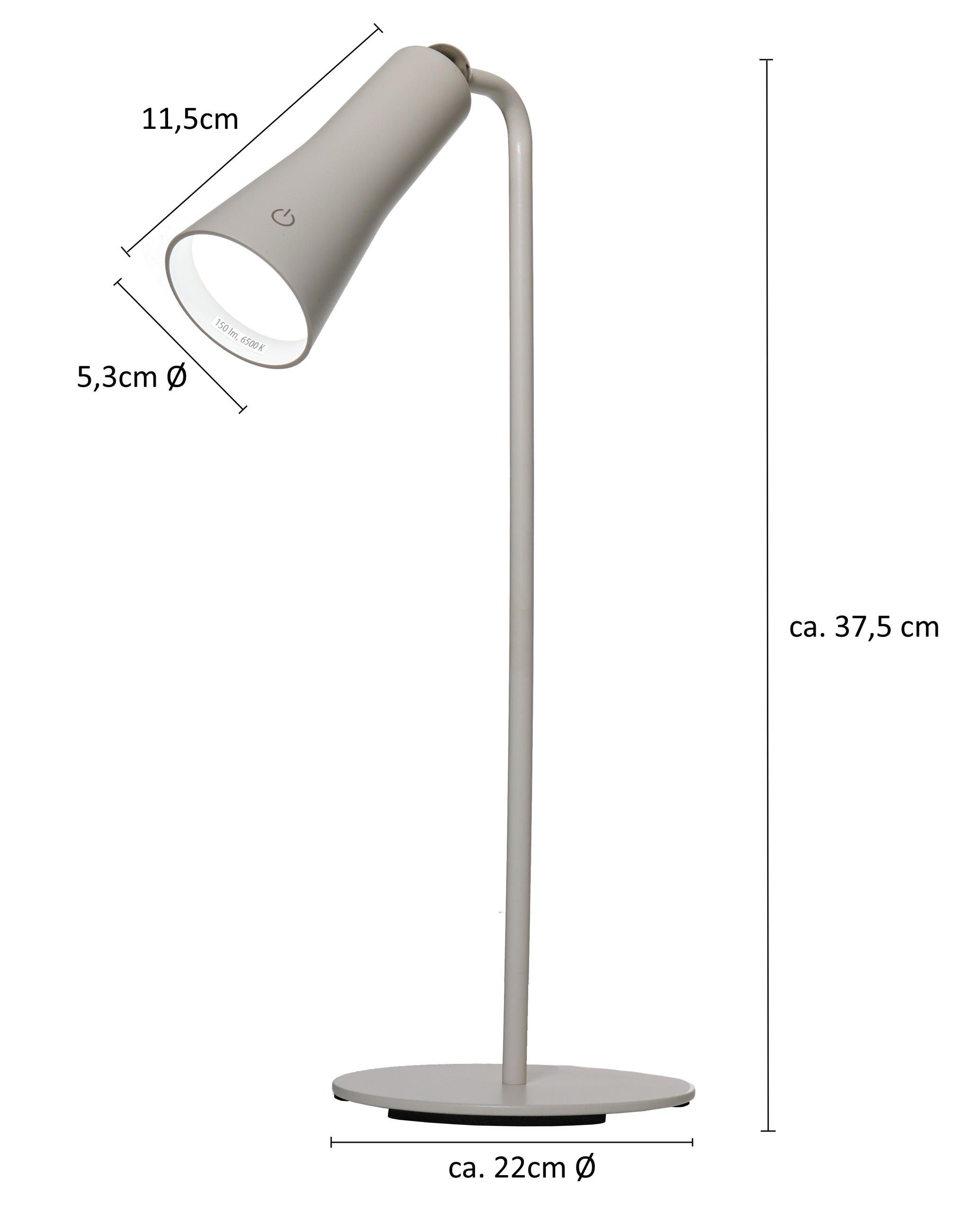 LED-AKKU-TISCHLAMPE - 3-in-1-Funktion mit 4-stufiger Dimmfunktion und Touchtaste für Innenräume - Weiß, Metall (12/12/35.5cm) - Northpoint