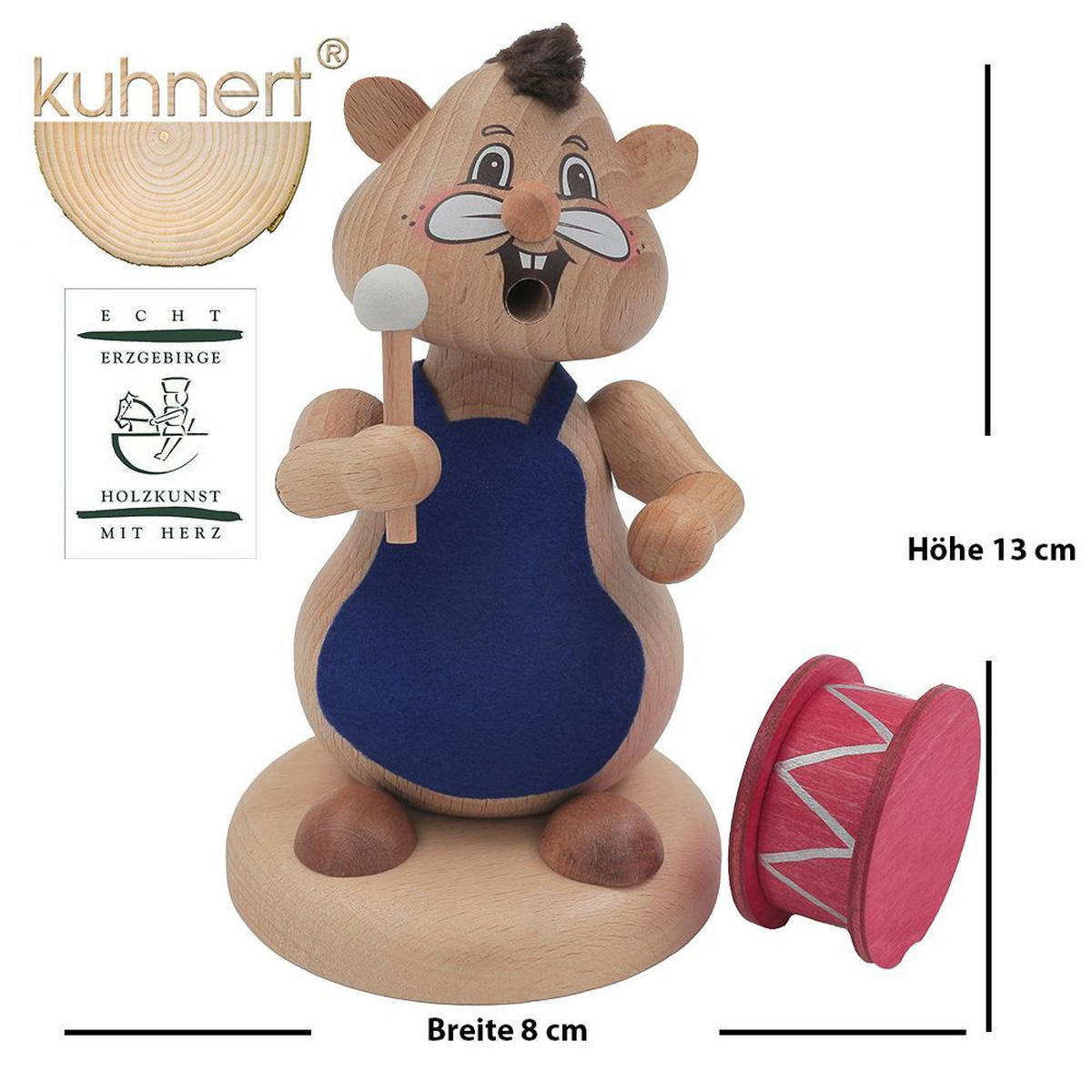 RAUCHFIGUR Hamster Musiker Trommel 13 cm - Multicolor, Metall (8/13/0.1cm)