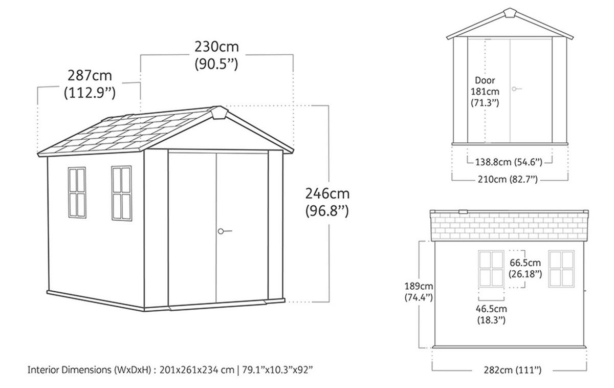 GARTENHAUS Newton - Grau, Kunststoff (230/246/287cm) - Keter