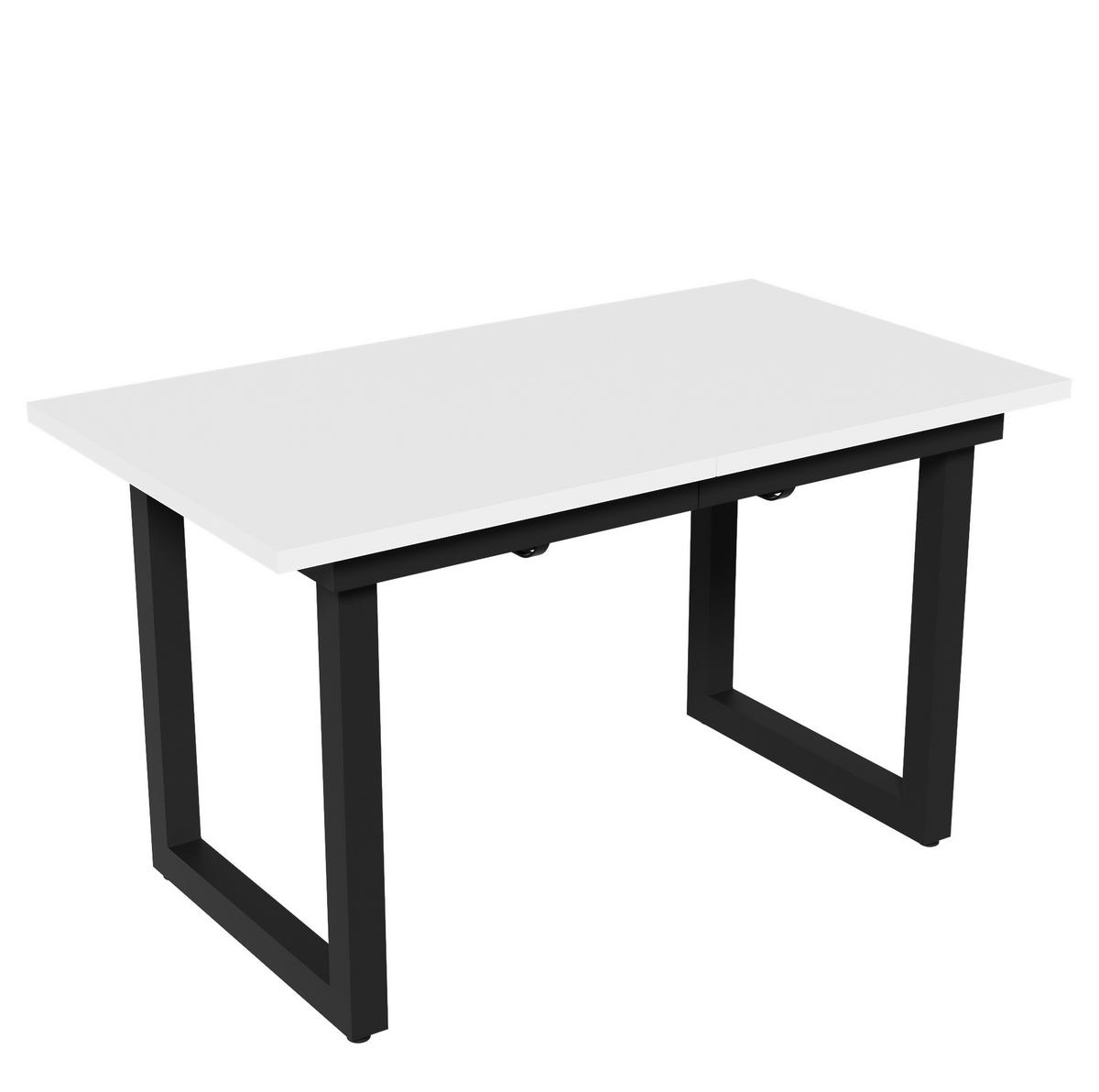 RAZTEGLJIVA jedilna miza 140/180/80/75 cm v industrijskem slogu, stabilen jeklen okvir, Bela/Črna - bela, leseni material (180/80/75cm) - Redom