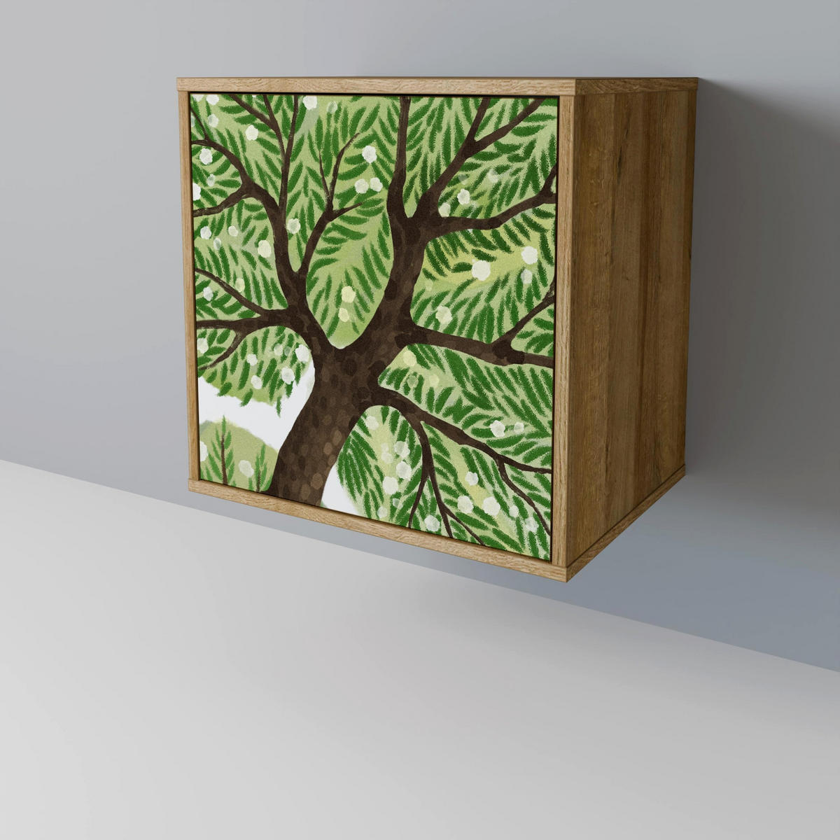 SIDEBOARD WILDERNESS DASH, Eichefarben, 57,5x42x75,5 cm, Goldfarbene Metallfüße - Eichefarben/Goldfarben, Holzwerkstoff/Metall (57.5/75.5/42cm) - SpaceRebels