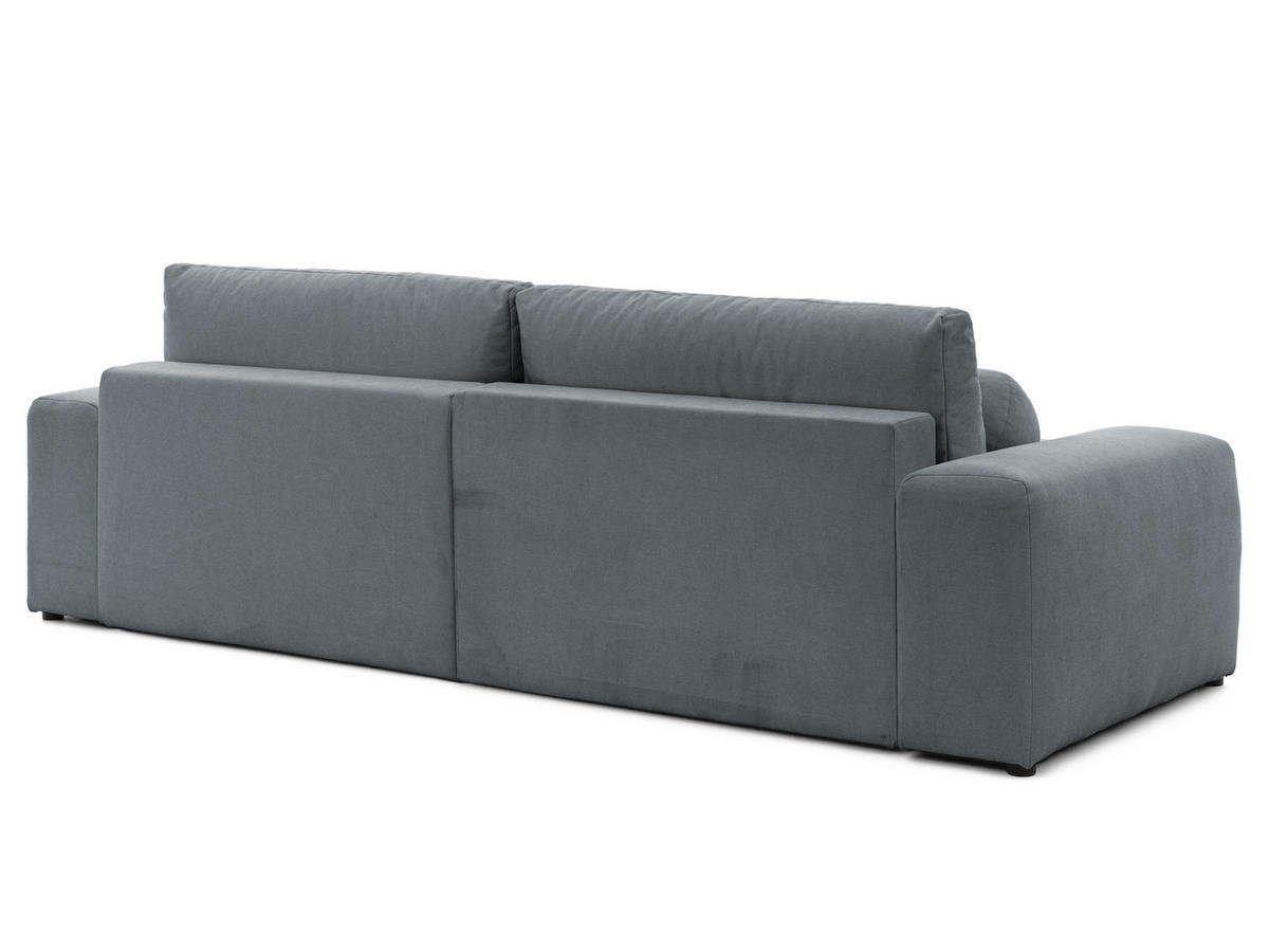 ECKSOFA Puffy mit Schlaffunktion und Bettkasten - besonders weich und puffig aus Dunkelgrau Webstoff - Ottomane links - Dunkelgrau/Schwarz, Holz/Kunststoff (138/266cm) - S-Style Möbel