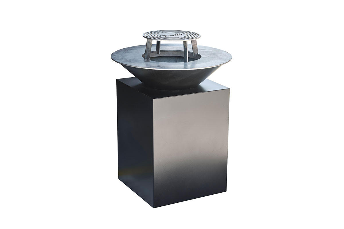 FEUERSCHALE mit Grillring FUEGO Schwarz Ø 85 cm Grillfläche 105 kg - Schwarz, Metall (60/114.5/78.5cm) - The Favilla