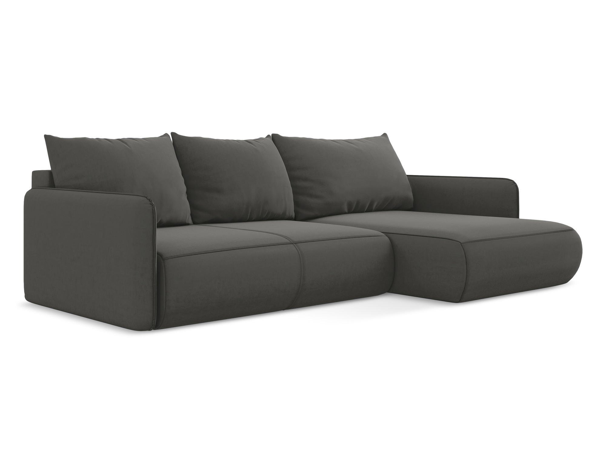 ECKSOFA mit Schlaffunktion Samt Stoff Grau - Dunkelgrau/Schwarz, Kunststoff/Textil (240/148cm) - Makamii