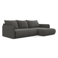 ECKSOFA mit Schlaffunktion Samt Stoff Grau - Dunkelgrau/Schwarz, Kunststoff/Textil (240/148cm) - Makamii