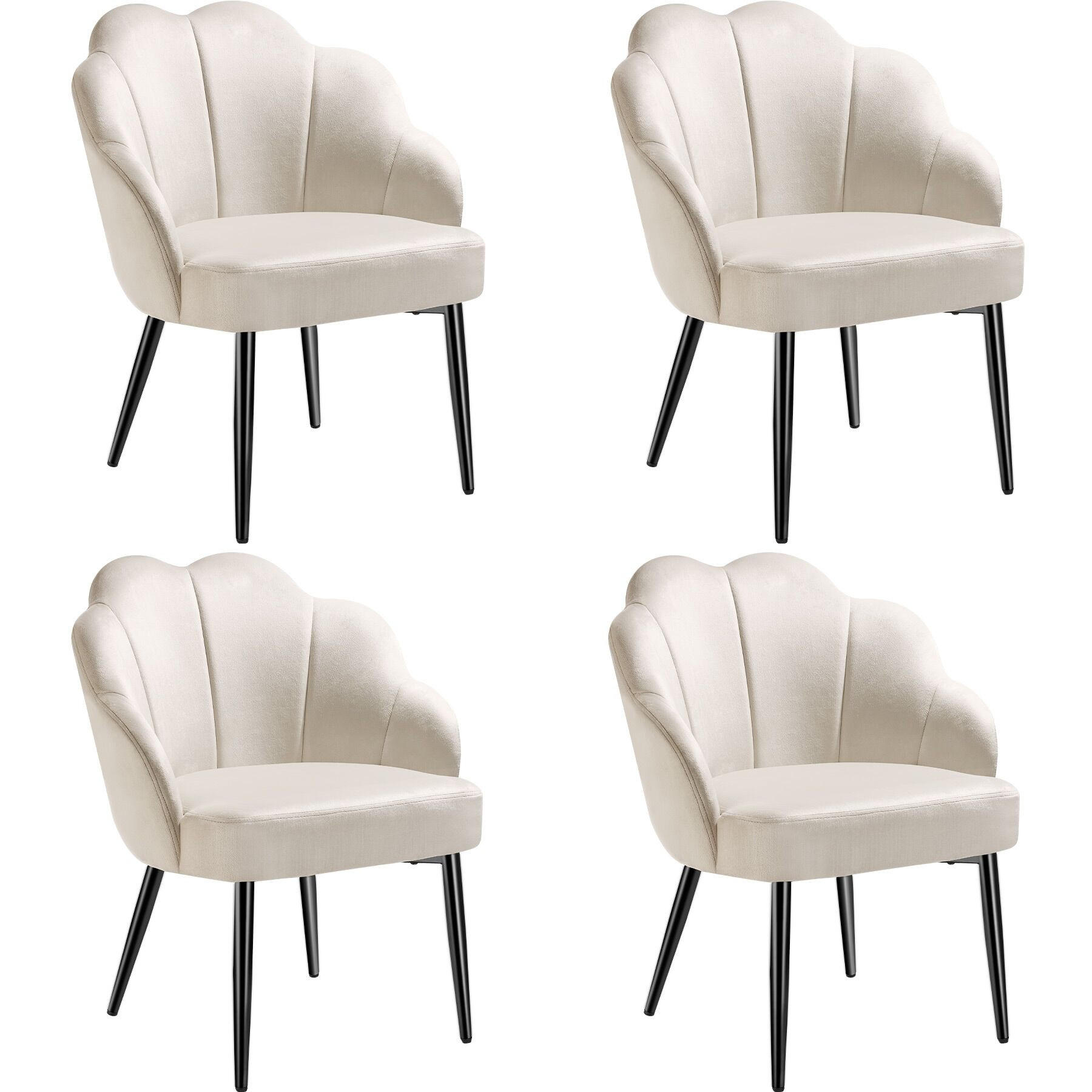 COCKTAILSESSEL 4er Set Hellen 66 x 62 x 80 5 cm creme/schwarz - Creme/Schwarz, Textil (66/80.5/62cm) - tectake