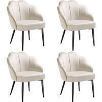 COCKTAILSESSEL 4er Set Hellen 66 x 62 x 80 5 cm creme/schwarz - Creme/Schwarz, Textil (66/80.5/62cm) - tectake