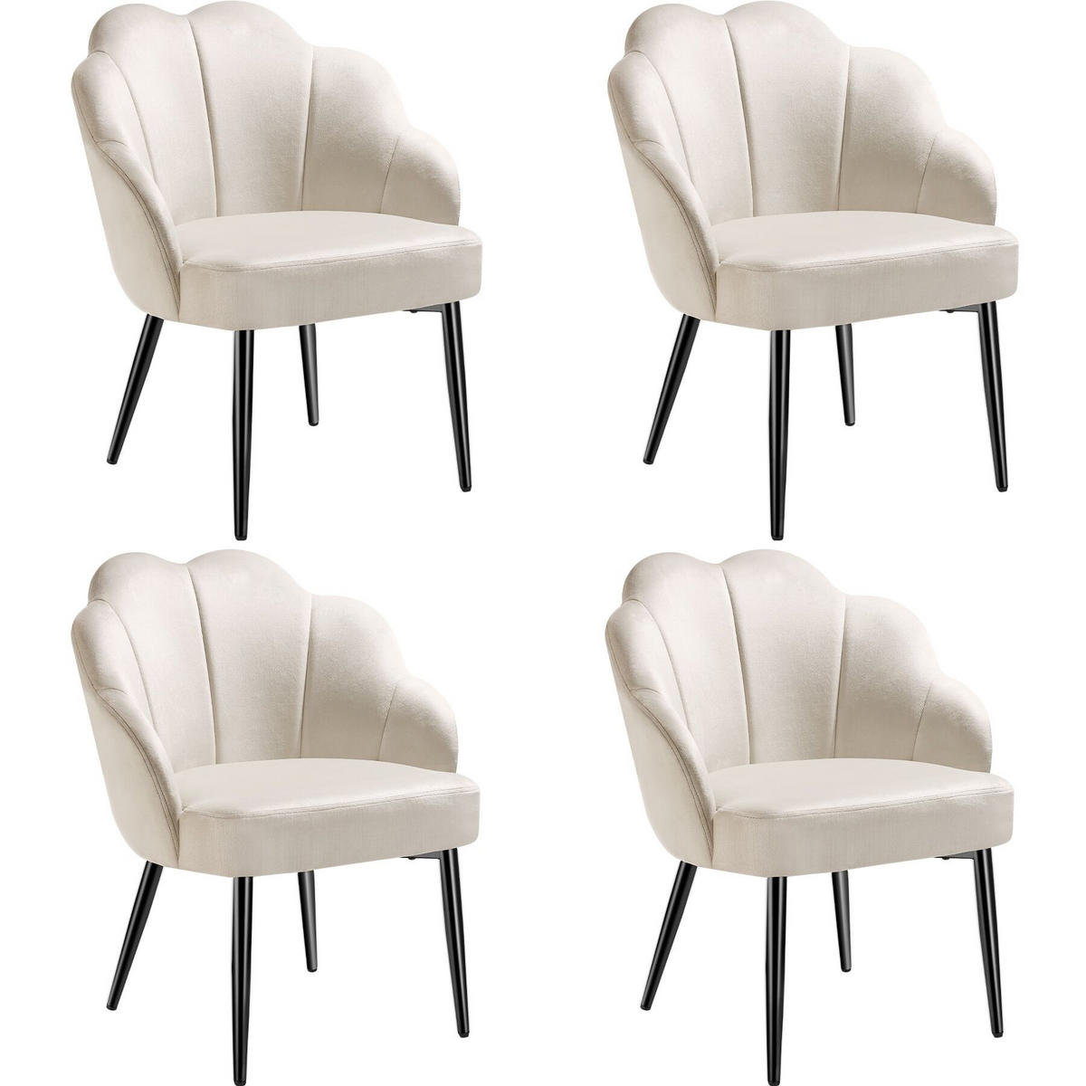 COCKTAILSESSEL 4er Set Hellen 66 x 62 x 80 5 cm creme/schwarz - Creme/Schwarz, Textil (66/80.5/62cm) - tectake