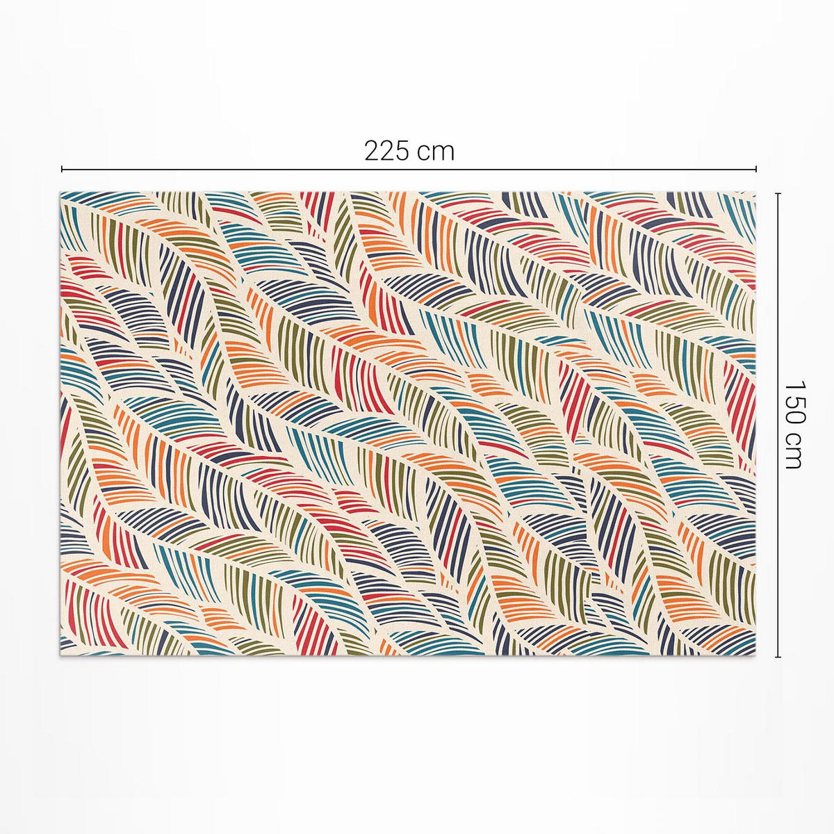 TEPPICH 150x225 cm Bunte Abstrakte Boho Blätter - Multicolor, Kunststoff (150/225cm) - Wallfluent