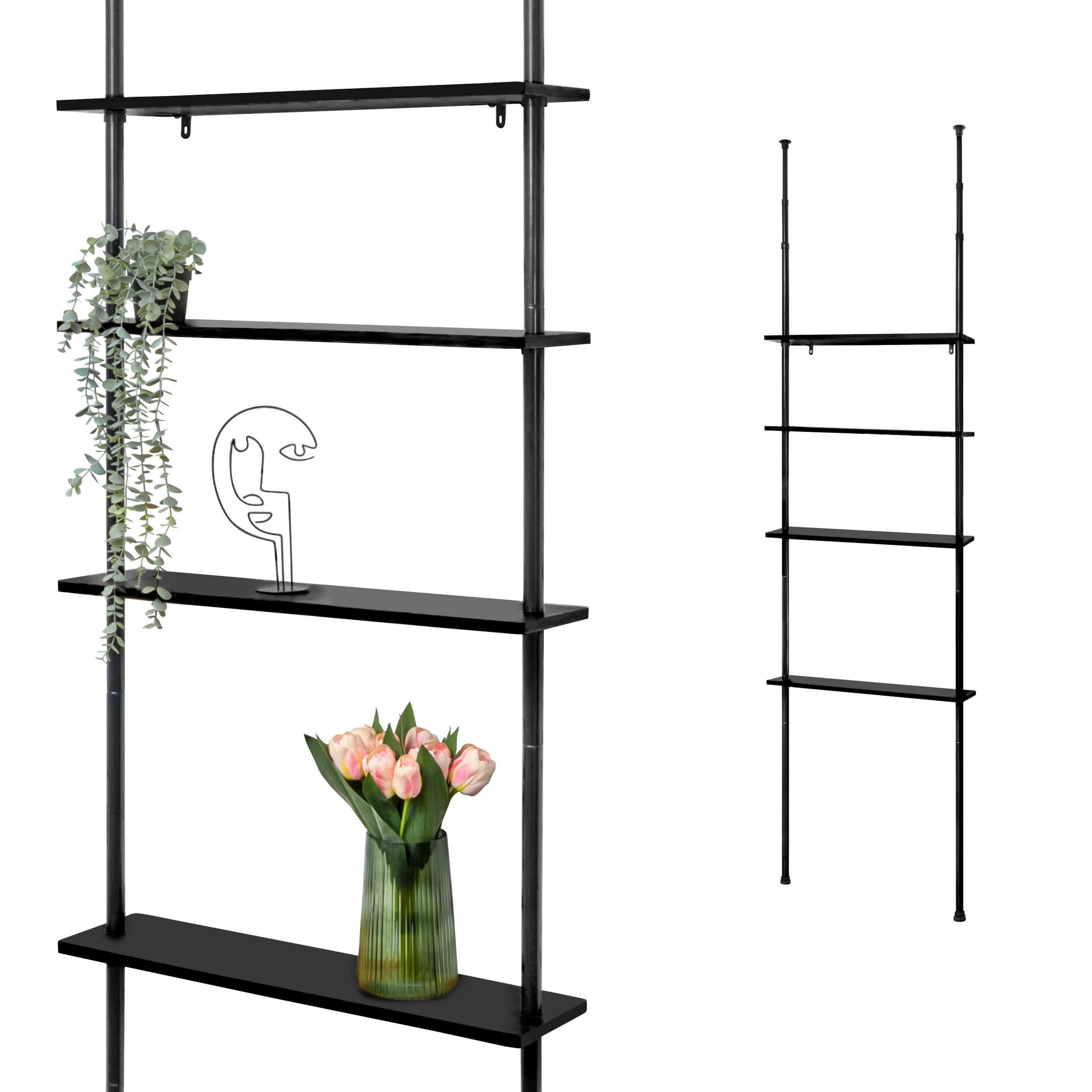 TELESKOP-WANDREGAL, schwarz, Metall - Schwarz, Metall (70/290/18cm) - bremermann