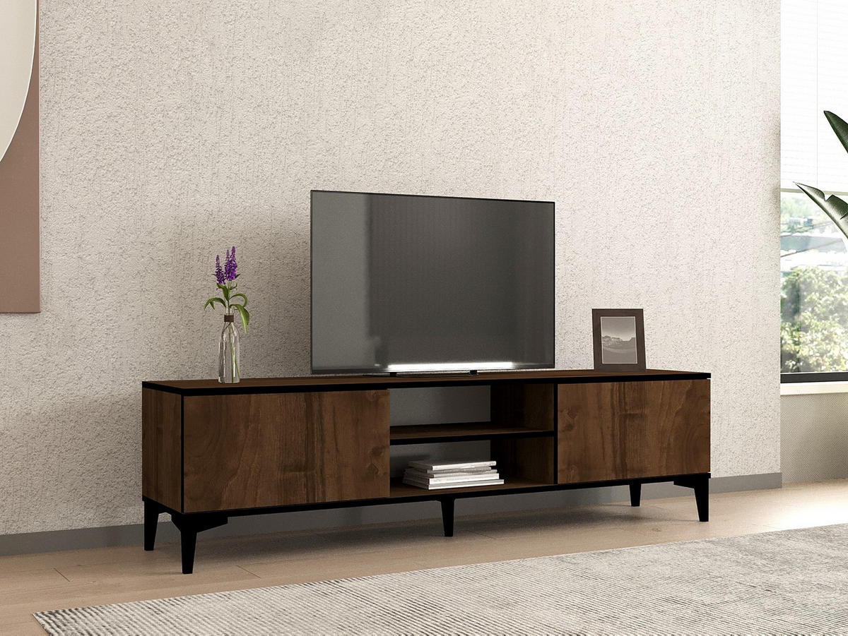 TV-MÖBEL Erem Nussbaum-Schwarz - Nussbaumfarben/Schwarz, Holz (180/45/40cm) - Habitat Garten