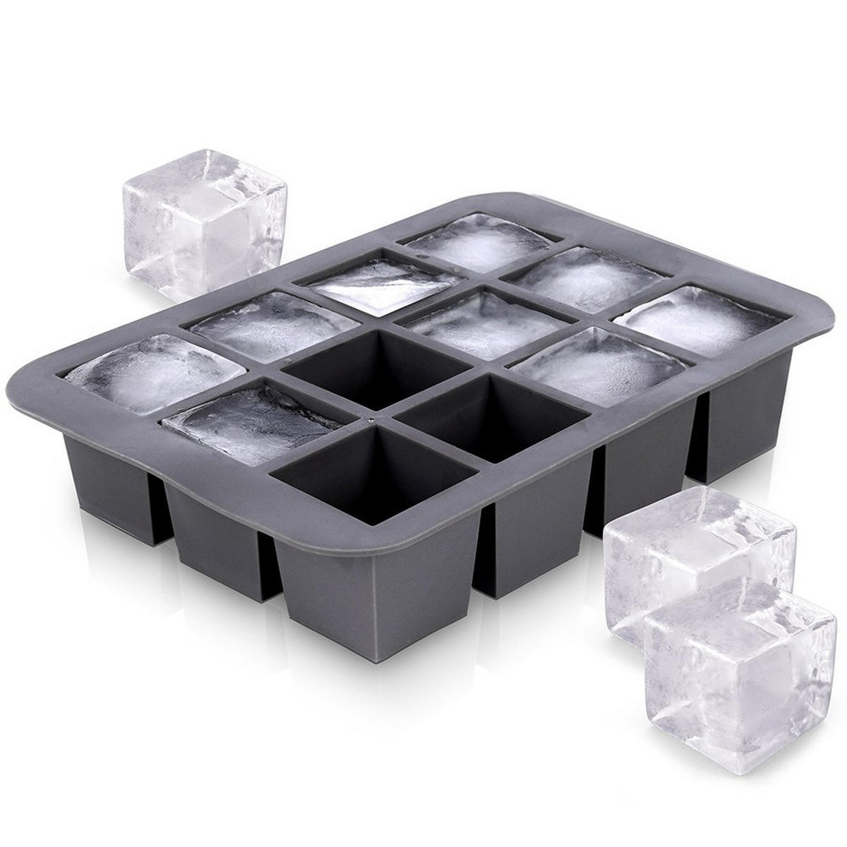 EISWÜRFELFORMER 12 Würfel 19/14/4 cm - Anthrazit, Kunststoff (14/4/19cm) - Excellent Houseware