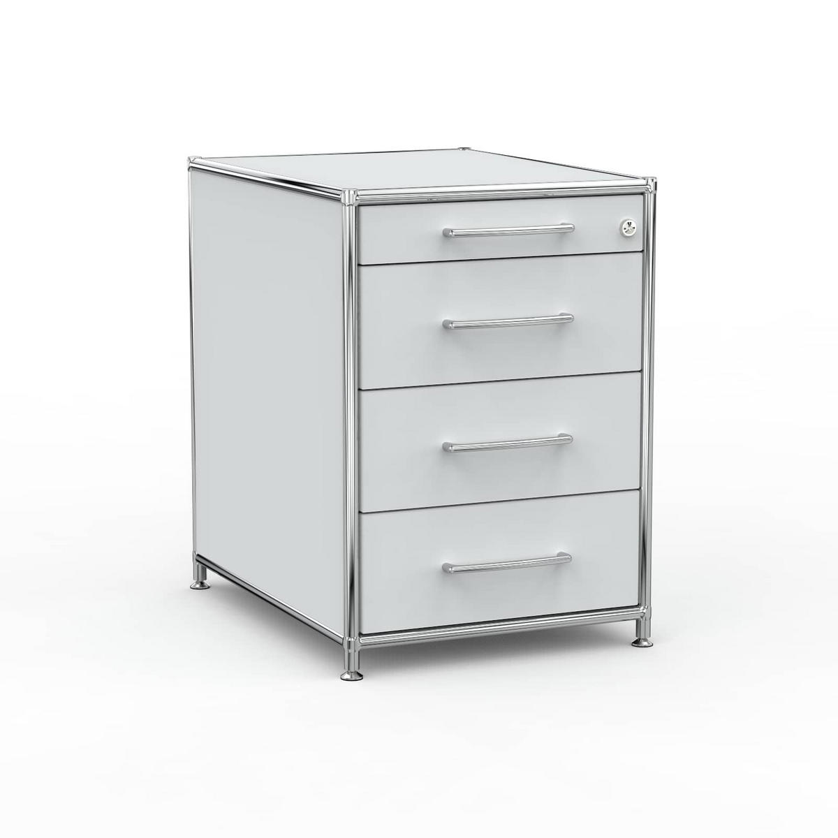 BÜRO-STANDCONTAINER Holz, 60 cm, 4 Schubladen, Lichtgrau - Chromfarben/Silberfarben, Holzwerkstoff/Metall (60/61/60cm) - Versee