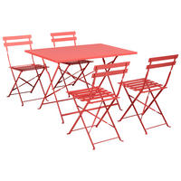 GARTENMÖBEL Set 4-Sitzer Metall Rot Fiori - Rot, Metall - Beliani