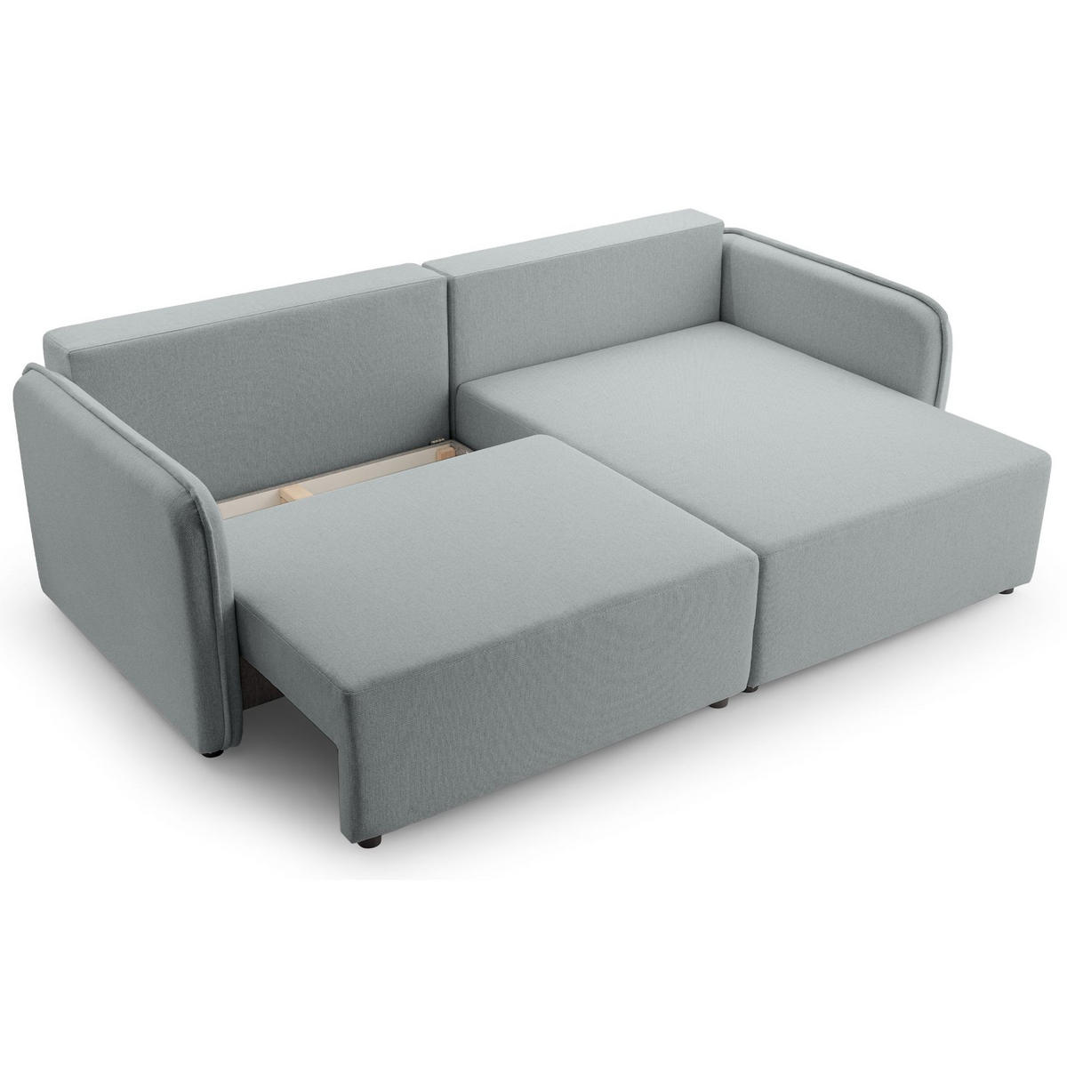 ECKSOFA Kassian, Hellgrau Strukturstoff, rechtsseitig - Hellgrau/Schwarz, Kunststoff/Textil (227/147cm) - Selsey