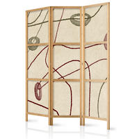 PARAVENT Japanischer 3-tlg 135x172 cm Retro Abstraktion - Beige, Holz/Textil (135/172/3cm) - Muralo