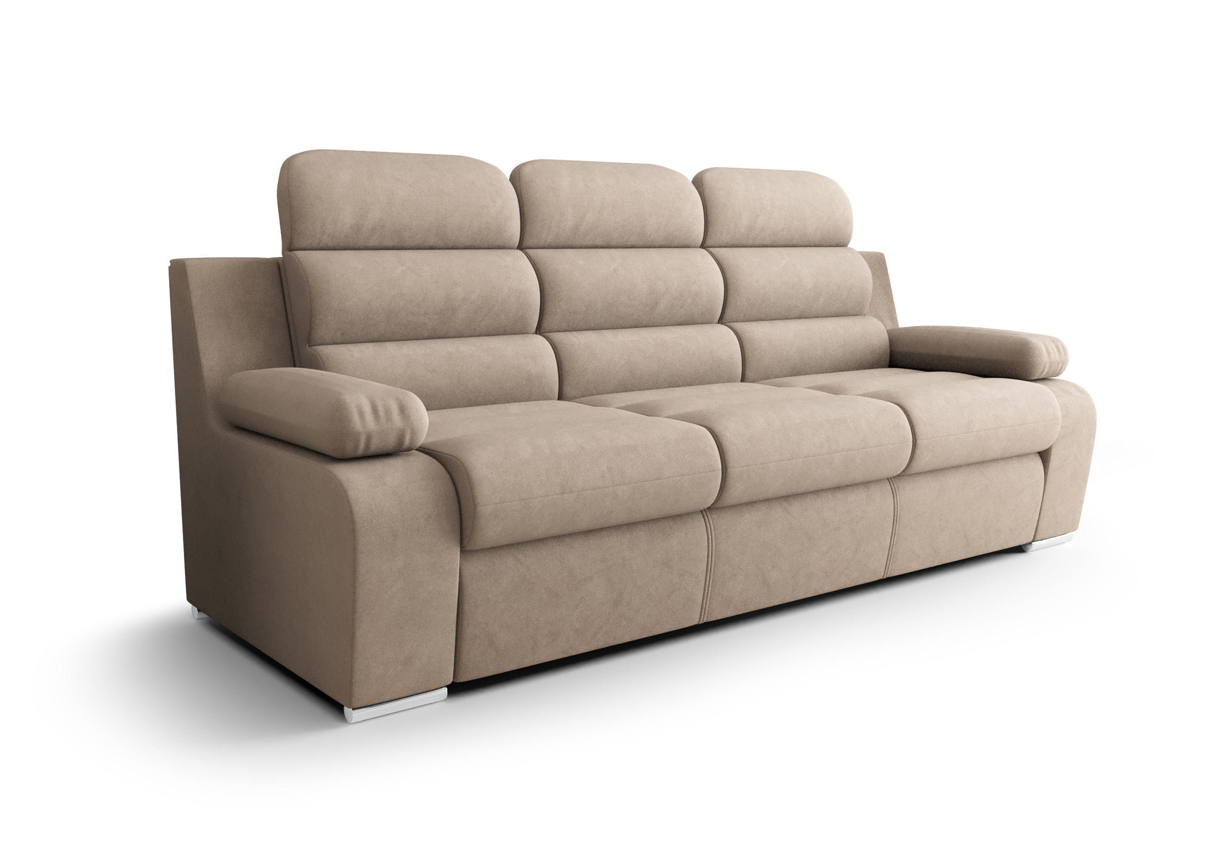SCHLAFSOFA AMBER, mit Schlaffunktion und Bettkasten, Farbe: Creme, Velourstoff - Creme, Textil (238/103/96cm) - O-Sofa