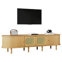 TV-LOWBOARD 180x40x40cm Holzfarbe mit Rattan-Optik - Naturfarben, Holzwerkstoff (180/40/40cm) - FLIEKS